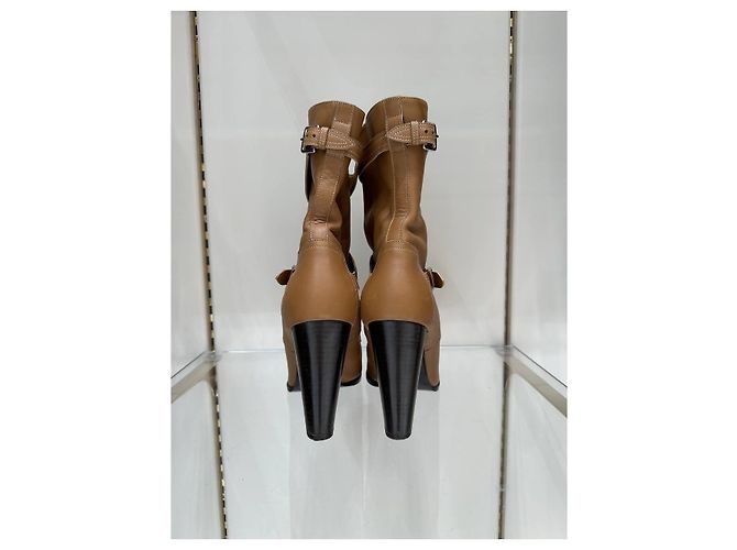 Hermès Tan Leather Buckle Ankle Boots EU 40 Pre-owned - view 4