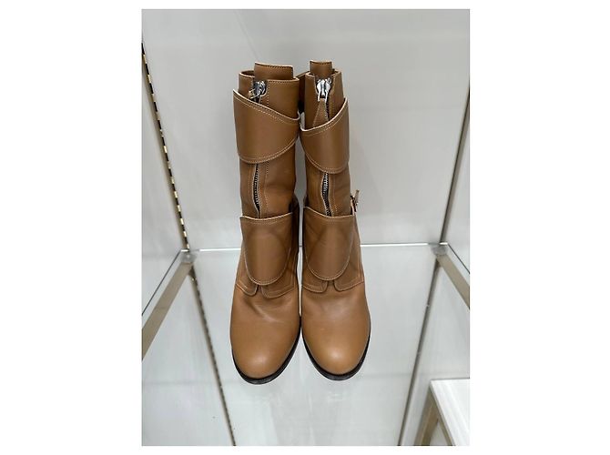 Hermès Tan Leather Buckle Ankle Boots EU 40 Pre-owned - view 5
