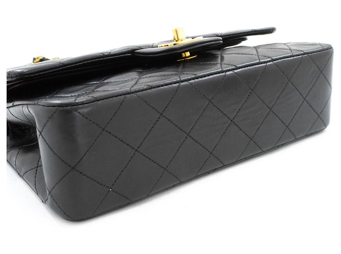 Chanel Vintage Classic Double Flap Quilted Lambskin Small Nero - vista 4