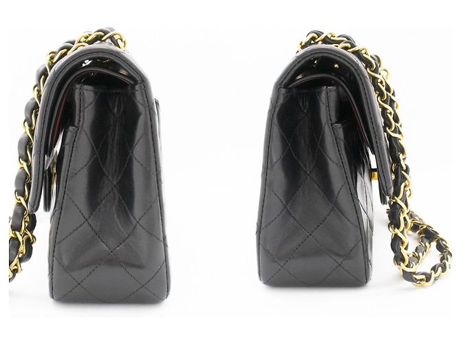 Chanel Vintage Classic Double Flap Quilted Lambskin Small Nero - vista 5