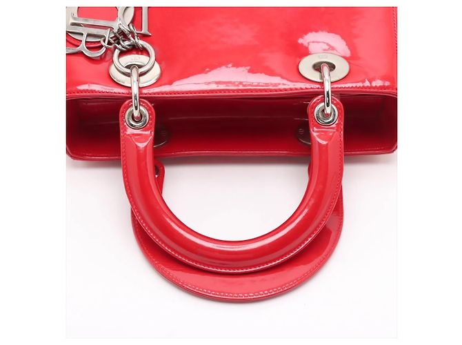 Borsa Christian Dior Lady Dior in vernice rossa Rosso - vista 4