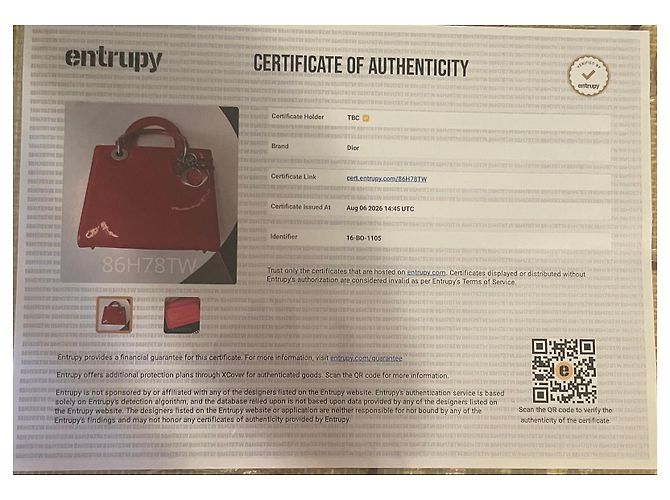 Borsa Christian Dior Lady Dior in vernice rossa Rosso - vista 8