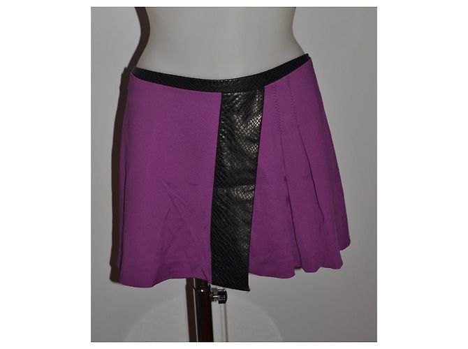 Minifalda Pinko Morada con Detalles en Ecopiel Negro Morado oscuro - vista 2