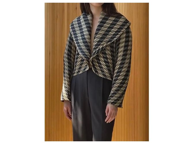 Issey Miyake Chaqueta Plisada Negro Beige Gris - vista 2