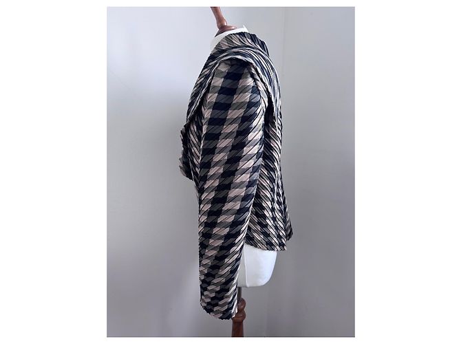 Issey Miyake Chaqueta Plisada Negro Beige Gris - vista 6