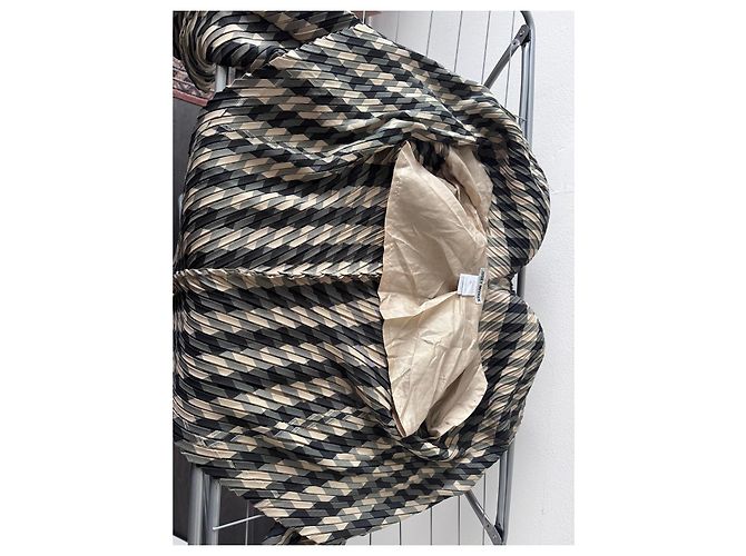 Issey Miyake Chaqueta Plisada Negro Beige Gris - vista 8