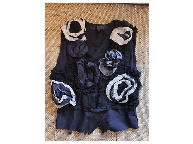 Comme Des Garcons Chaleco Comme des Garçons con aplicaciones florales Negro Gris Azul oscuro - vista 2