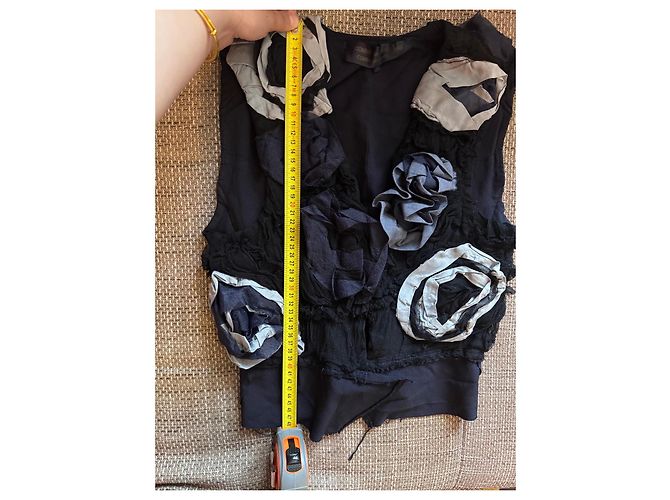 Comme Des Garcons Chaleco Comme des Garçons con aplicaciones florales Negro Gris Azul oscuro - vista 8