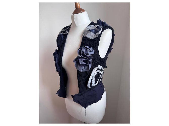 Comme Des Garcons Chaleco Comme des Garçons con aplicaciones florales Negro Gris Azul oscuro - vista 9