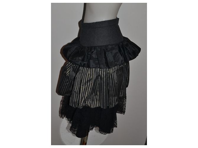 Falda de volantes multicapa a rayas Luisa Spagnoli Negro Dorado Gris - vista 3