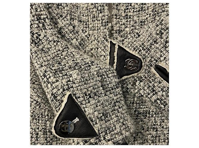 Chanel 10A Shanghai Tweed Jacke Grau Schwarz FR 36 Weiß - Ansicht 3