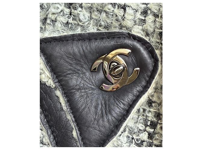 Chanel 10A Shanghai Tweed Jacke Grau Schwarz FR 36 Weiß - Ansicht 4