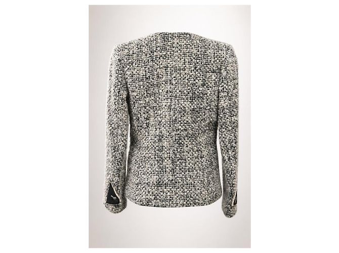 Chanel 10A Shanghai Tweed Jacke Grau Schwarz FR 36 Weiß - Ansicht 6