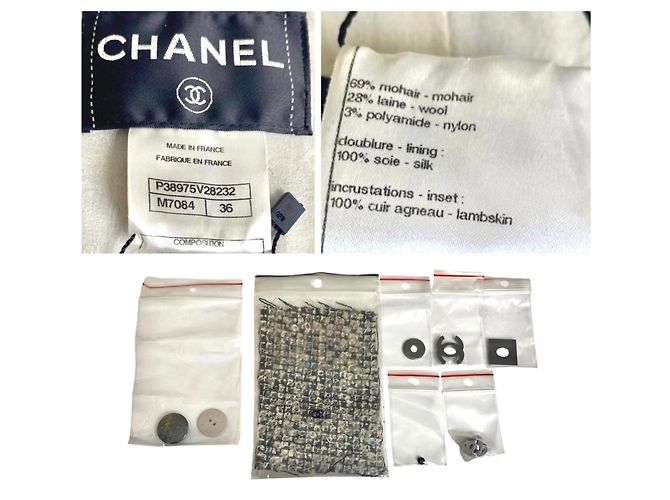 Chanel 10A Shanghai Tweed Jacke Grau Schwarz FR 36 Weiß - Ansicht 9