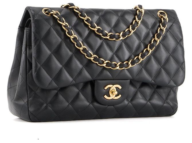 CHANEL - Borsa a tracolla Classic/Timeless Jumbo Chanel in pelle liscia nera Nero - vista 2