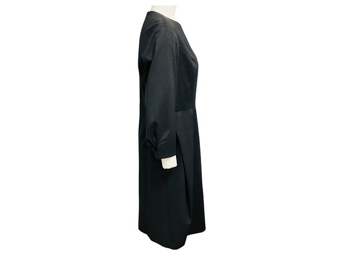 Yves Saint Laurent Midi-Kleid aus Wolle in Anthrazitgrau - Ansicht 2
