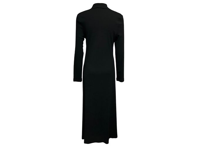Autre Marque Rosetta Getty schwarzes Polo-Jersey-Midikleid mit langen Ärmeln - Ansicht 3