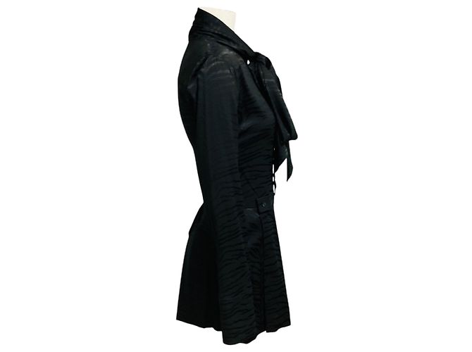 Stella Mc Cartney Mini abito in seta a maniche lunghe con collo a fiocco Stella McCartney Black Nero - vista 2