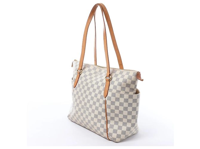 Borsa a tracolla Louis Vuitton Totally MM Damier Azur in Beige N51262 - vista 4