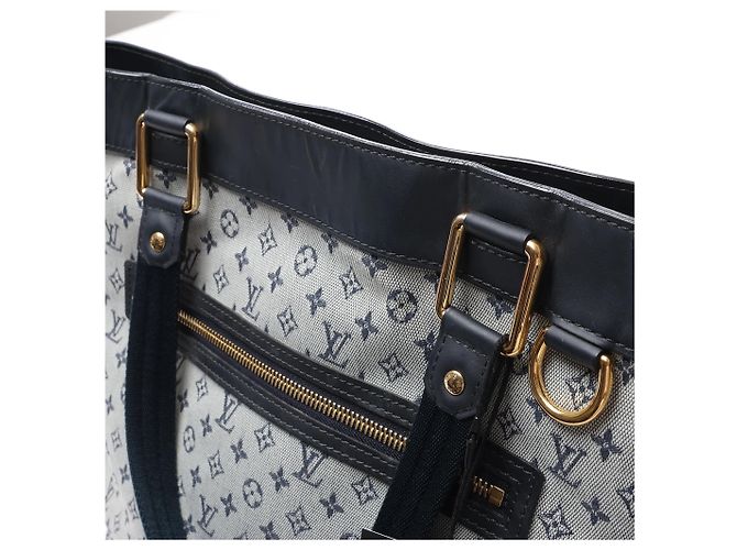 Louis Vuitton Mini Lucille GM Monogram Linen in Gray x Navy Blue M92609 Blu navy - vista 10