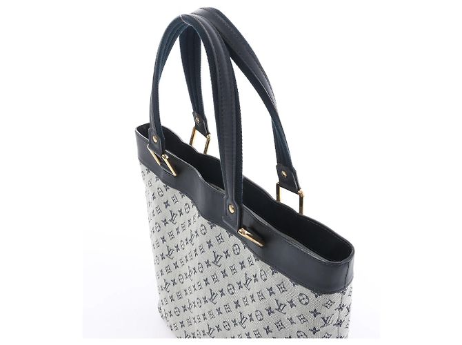 Louis Vuitton Mini Lucille GM Monogram Linen in Gray x Navy Blue M92609 Blu navy - vista 5