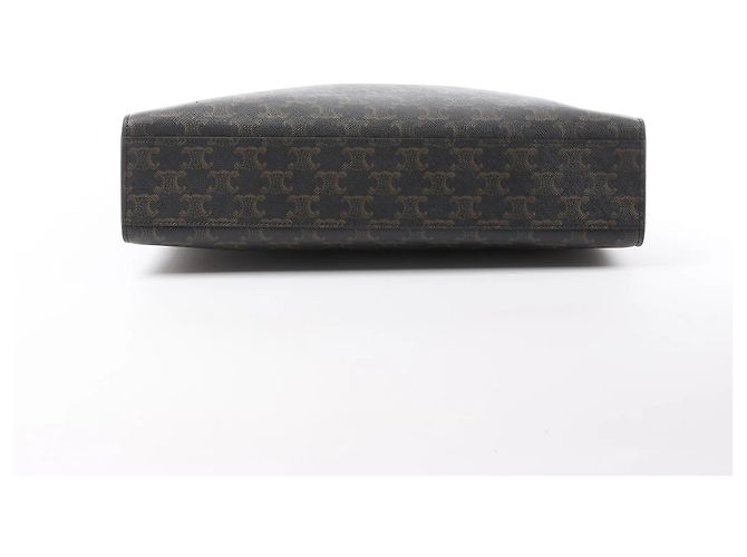 Céline Borsa a mano Celine Triomphe Vertical Cabas Large PVC x Leather in Nero x Marrone - vista 6