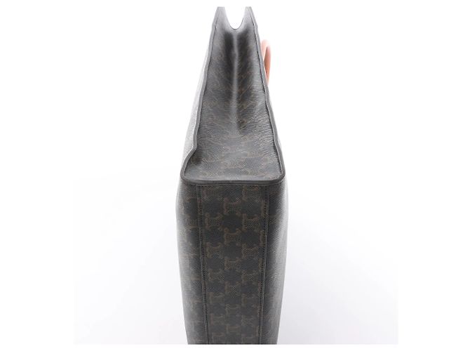 Céline Borsa a mano Celine Triomphe Vertical Cabas Large PVC x Leather in Nero x Marrone - vista 7