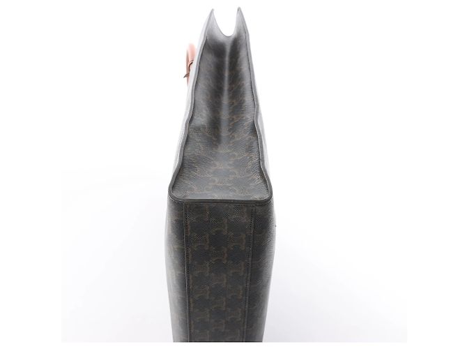 Céline Borsa a mano Celine Triomphe Vertical Cabas Large PVC x Leather in Nero x Marrone - vista 8
