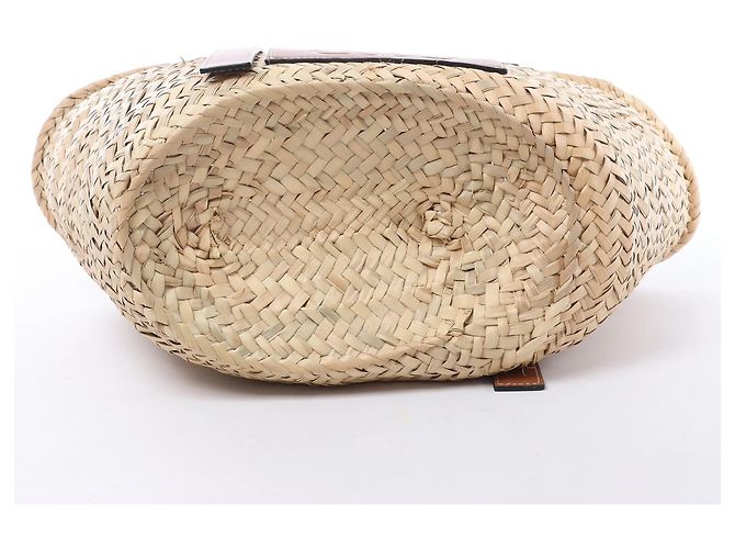 Borsa LOEWE Basket Medium in rafia x pelle Beige x Brown - vista 10