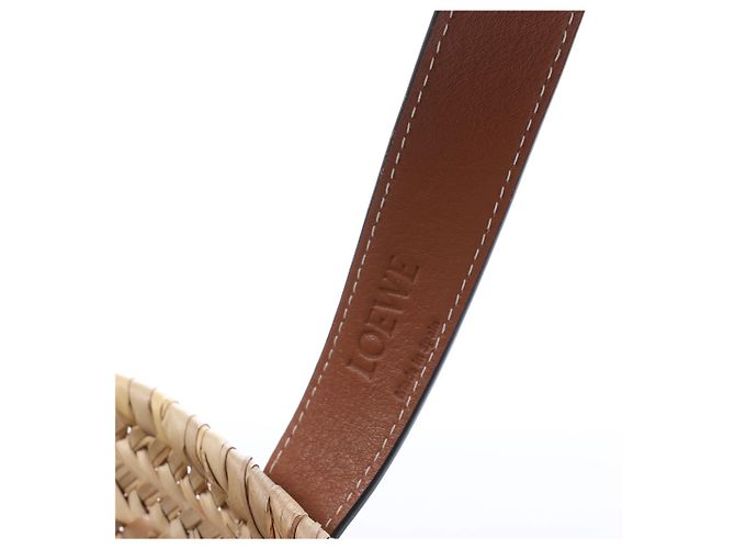 Borsa LOEWE Basket Medium in rafia x pelle Beige x Brown - vista 13