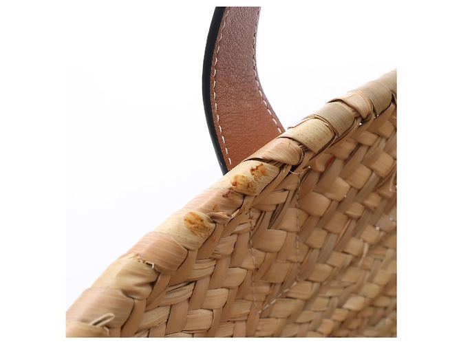 Borsa LOEWE Basket Medium in rafia x pelle Beige x Brown - vista 15