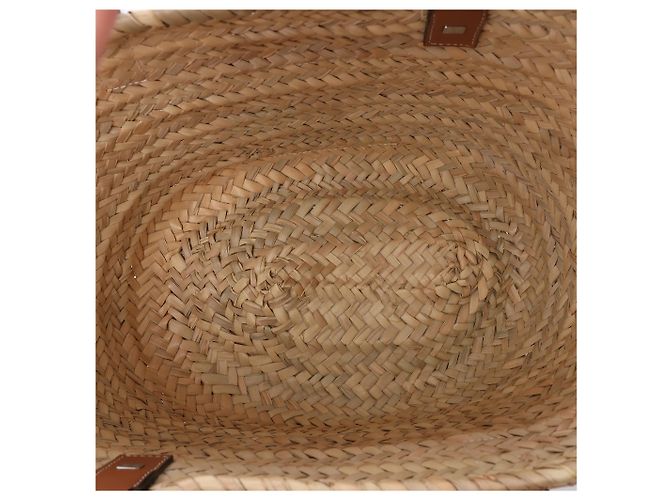 Borsa LOEWE Basket Medium in rafia x pelle Beige x Brown - vista 7