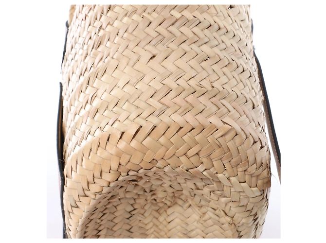 Borsa LOEWE Basket Medium in rafia x pelle Beige x Brown - vista 8