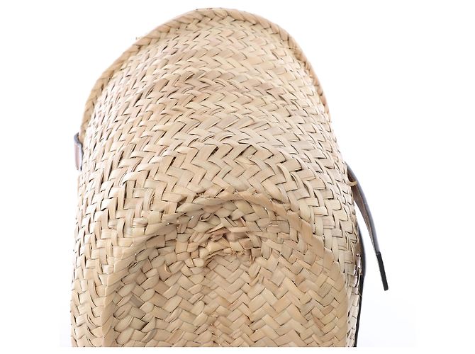 Borsa LOEWE Basket Medium in rafia x pelle Beige x Brown - vista 9