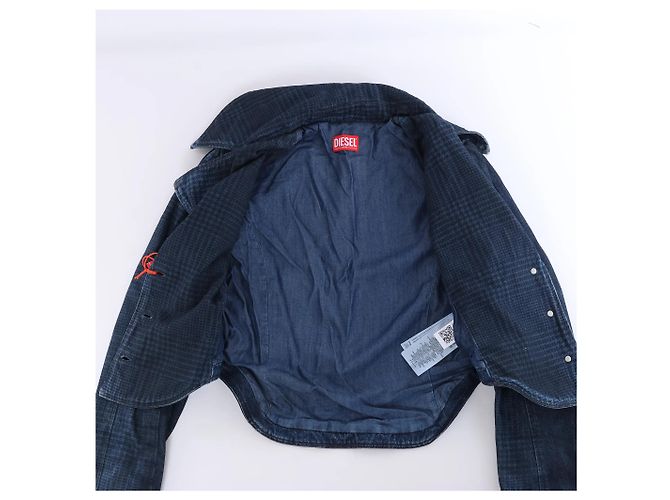 Diesel DE-ALI-S GIACCA Cropped Denim Jacke in Navy Blue, Größe XL Marineblau - Ansicht 3