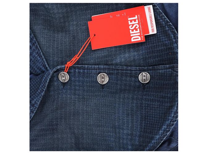 Diesel DE-ALI-S GIACCA Cropped Denim Jacke in Navy Blue, Größe XL Marineblau - Ansicht 4