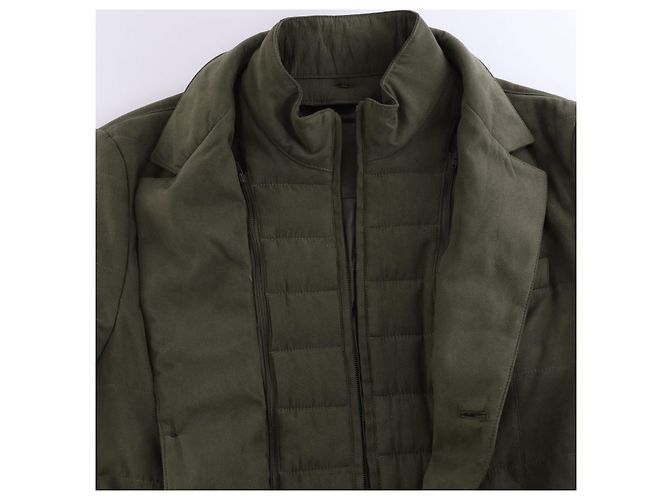 Corneliani gesteppter Blazer mit abnehmbarer Innenweste in Khaki, Größe 50 IT Braun - Ansicht 2