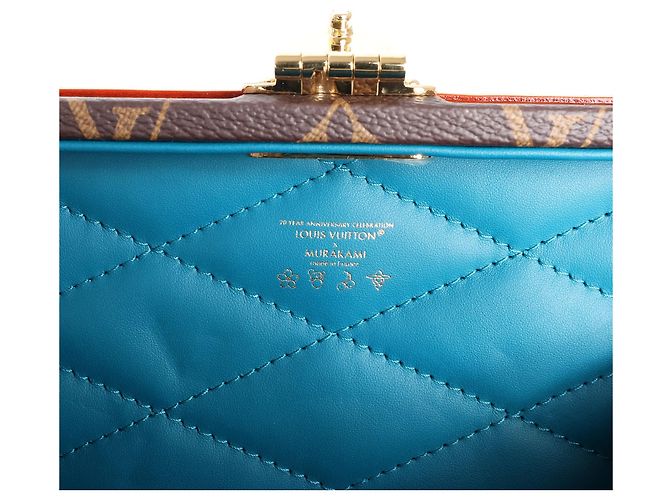 Borsa a mano Louis Vuitton x Takashi Murakami Mini Square Trunk in marrone M13127 Blu - vista 13