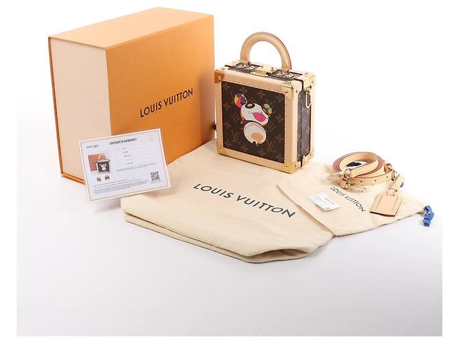 Borsa a mano Louis Vuitton x Takashi Murakami Mini Square Trunk in marrone M13127 Blu - vista 14