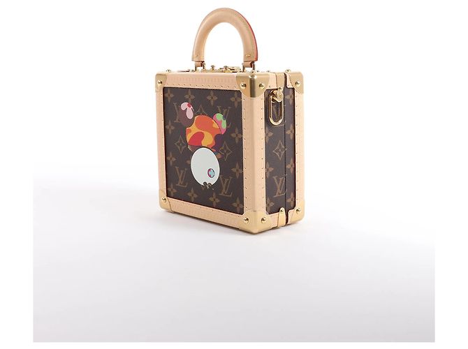 Borsa a mano Louis Vuitton x Takashi Murakami Mini Square Trunk in marrone M13127 Blu - vista 3