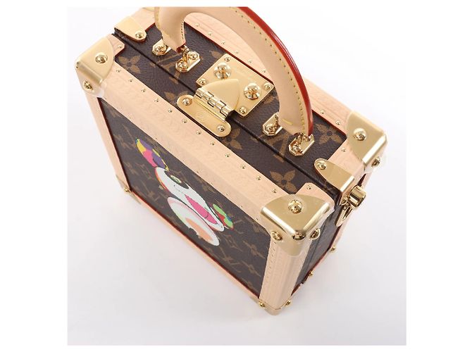 Borsa a mano Louis Vuitton x Takashi Murakami Mini Square Trunk in marrone M13127 Blu - vista 6