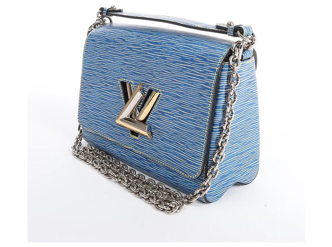 Borsa a tracolla Louis Vuitton Twist MM in pelle Epi Blu M50271 Beige - vista 2