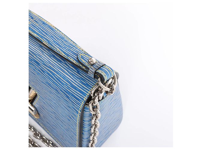 Borsa a tracolla Louis Vuitton Twist MM in pelle Epi Blu M50271 Beige - vista 6