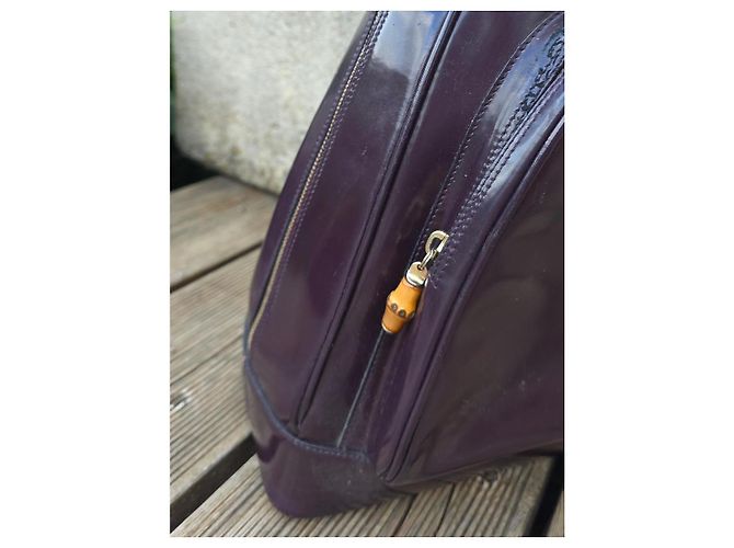 Gucci Vintage Bamboo Leder-Rucksack Lila - Ansicht 3