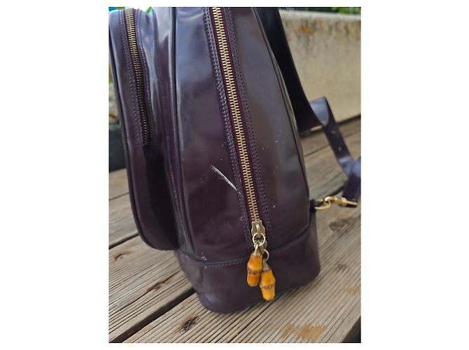 Gucci Vintage Bamboo Leder-Rucksack Lila - Ansicht 4