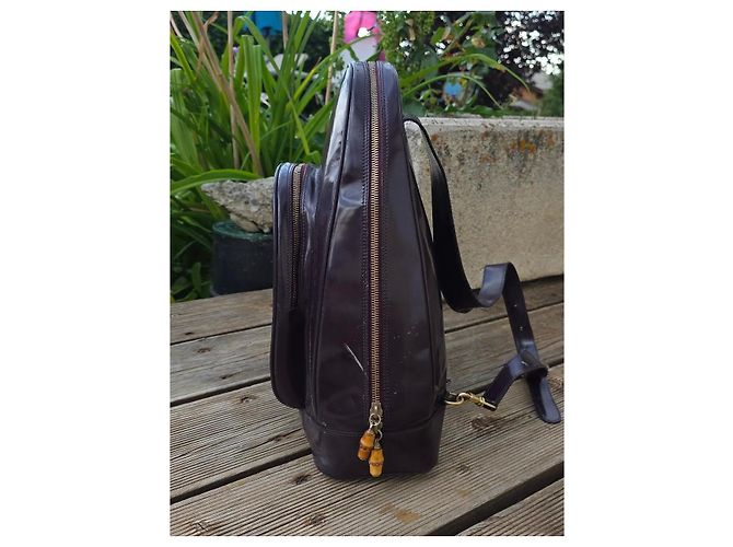 Gucci Vintage Bamboo Leder-Rucksack Lila - Ansicht 5