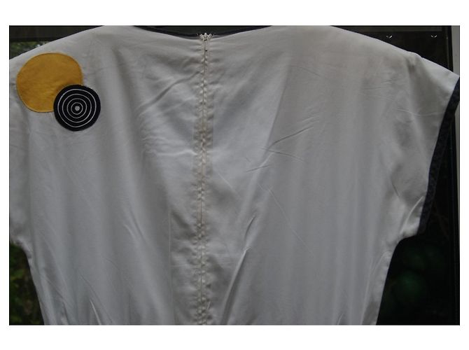 Vestido de verano de algodón Louis Féraud estampado gráfico Negro Blanco Roja Amarillo - vista 6