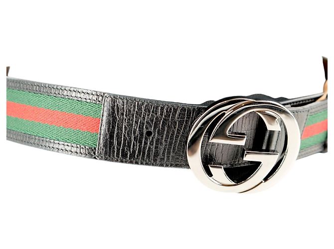 Gucci Brauner Ledergürtel Metallschnalle mit ineinandergreifendem GG-Logo 80/32 - Ansicht 3