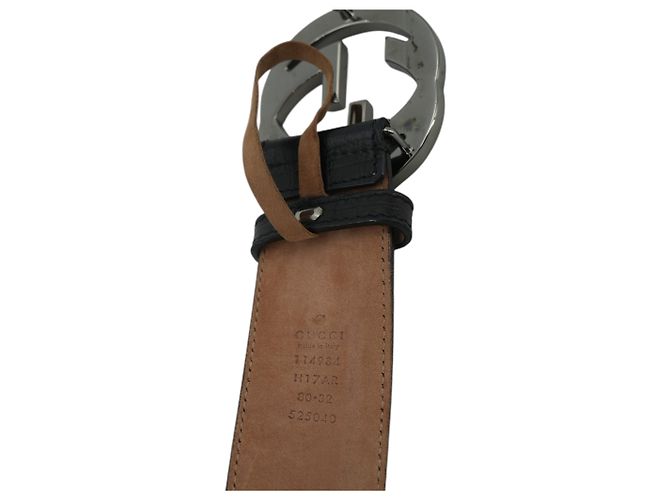 Gucci Brauner Ledergürtel Metallschnalle mit ineinandergreifendem GG-Logo 80/32 - Ansicht 5