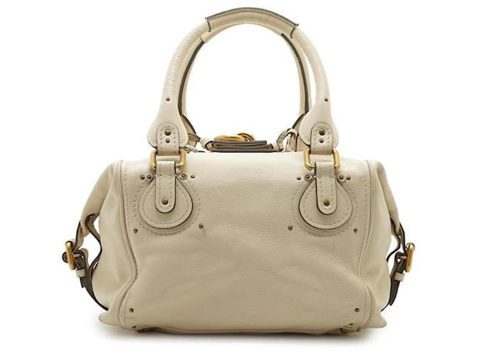 Chloé Paddington Handtasche Medium aus weißem Leder mit Fronttasche - Ansicht 3